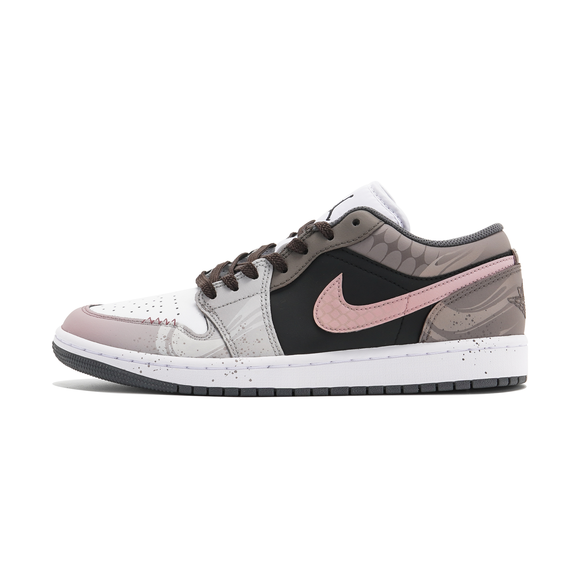 Jordan Air Jordan 1 Abrasion Resistant Abrasion Resistant Low top Vintage Basketball Shoes Unisex Black Brown Pink