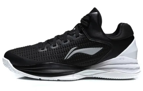 Li Ning Night Stalker Professional Competition Shoes Non slip Lightweight Low top Basketball Shoes Men's Black White