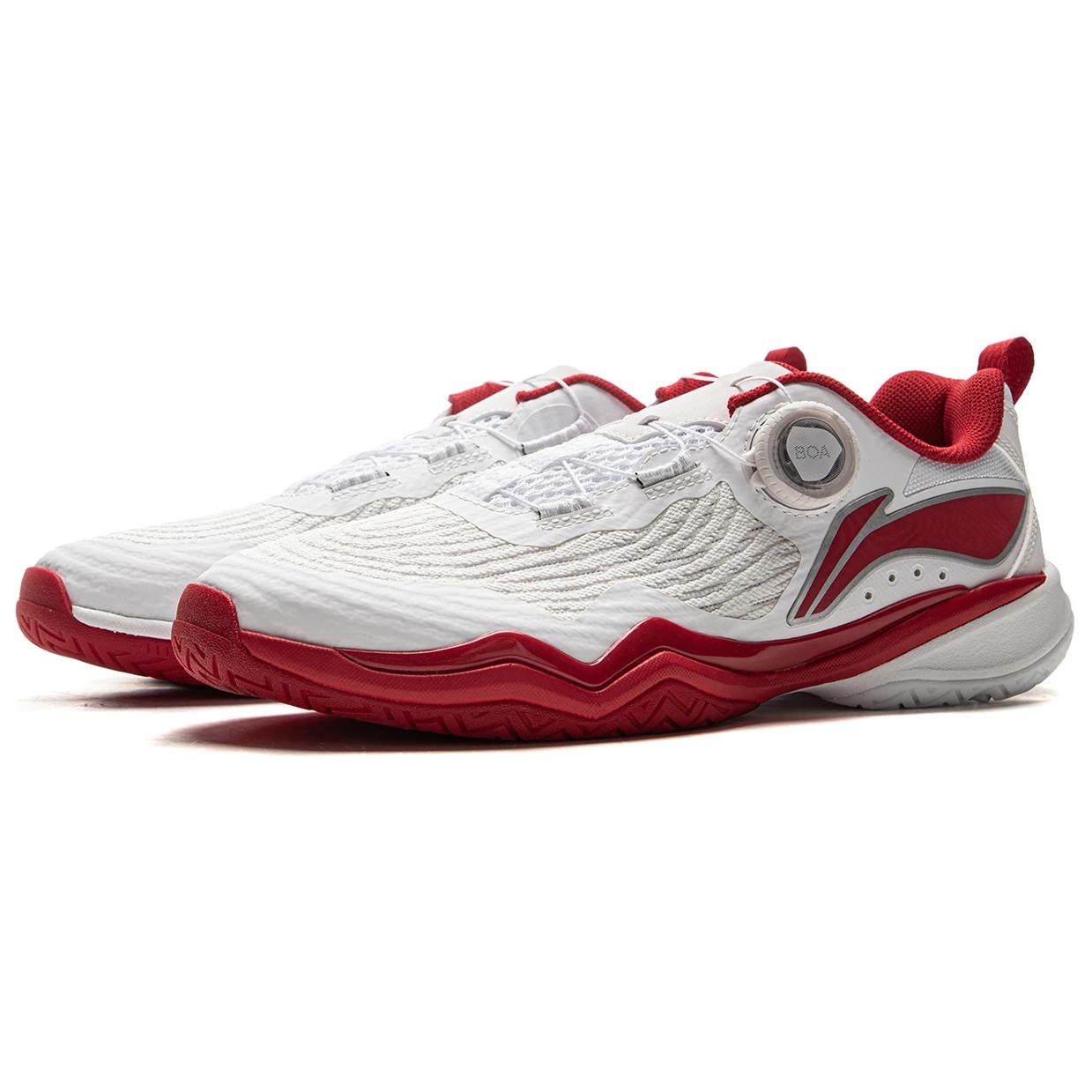 Li Ning Slip Resistant, Abrasion Resistant, Breathable Casual Scenario Low top Table Tennis Shoes Unisex White Red