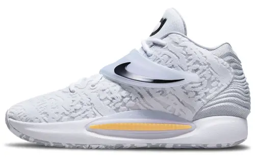 Nike KD 14 Home Sporty Comfortable Shock Absorbing, Anti-slip, Wear-resistant Wrap Support Middle Top Basketball Shoes Men's White Foreign Version