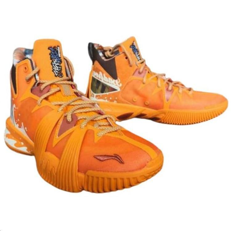 Li Ning Badfive 1 Badfive Slip Resistant Abrasion Resistant Mid top Basketball Shoes Men’s Orange