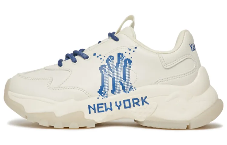 MLB Big Ball Chunky Pixel Ny Synthetic Leather Platform Cushioning Slip Resistant Abrasion Resistant Low top