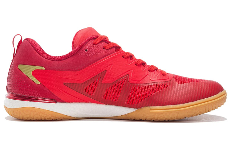 Li Ning Competition Cushioning Slip Resistant Abrasion Resistant Breathable Low top Table Tennis Shoes Men’s Flame Red
