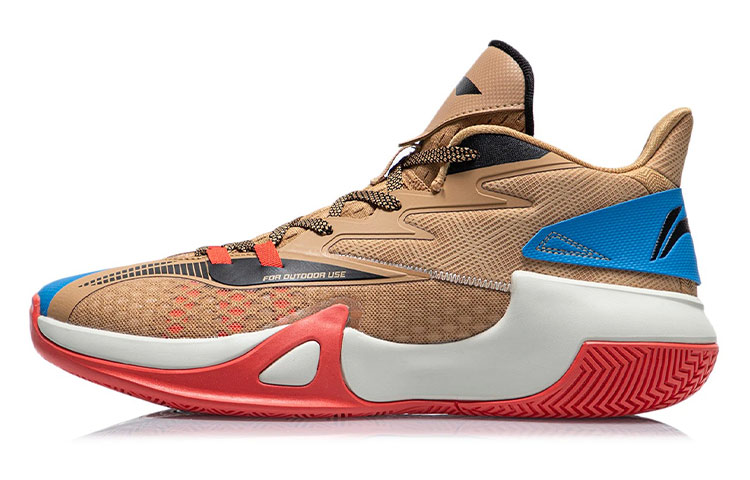 Li Ning Sprint SE Abrasion Resistant Slip Resistant Mid top Performance Basketball Shoes Men’s Brown
