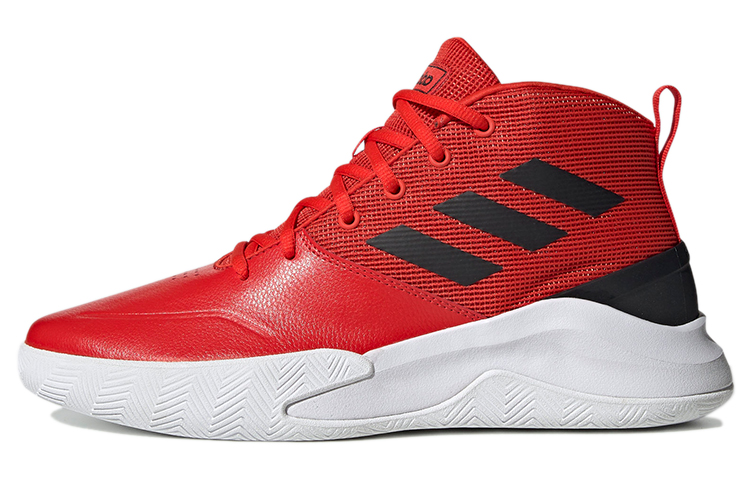 Adidas OwnTheGame Trendy Abrasion Resistant Mid top Basketball Shoes Men's Red Black