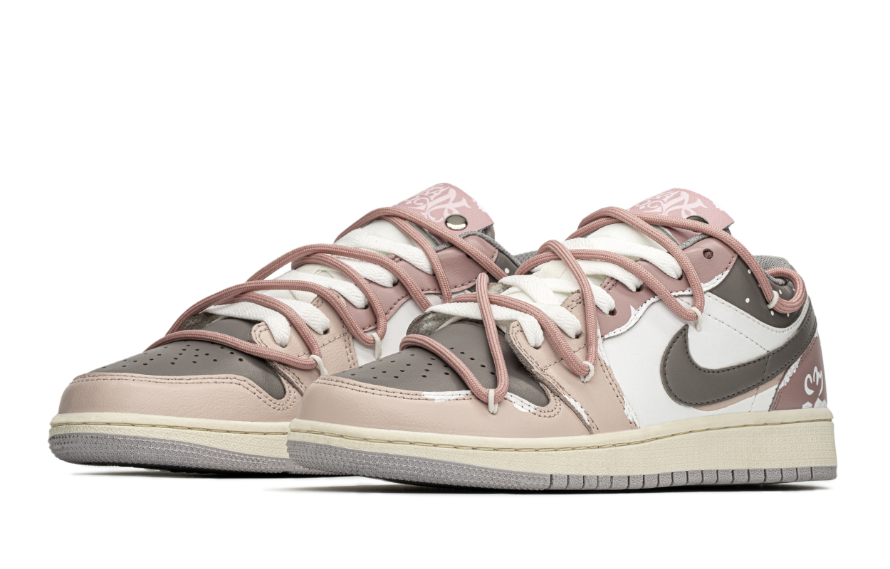 Jordan Air Jordan 1 Low top Vintage Basketball Shoes GS Pink Brown