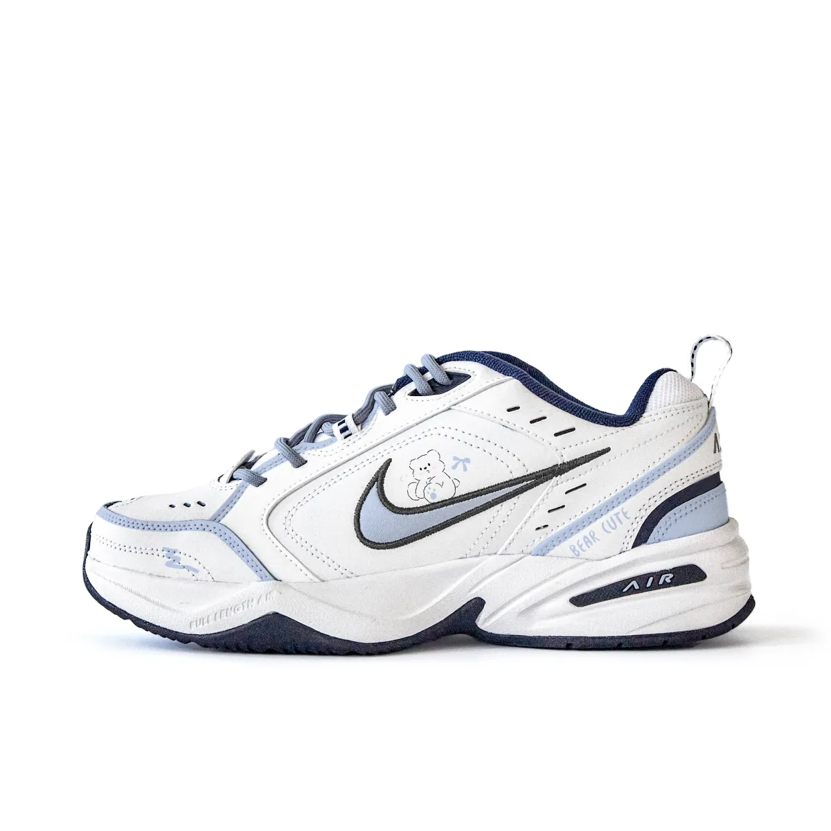Nike Air Monarch 4 Slip Resistant Abrasion Resistant Low top Chunky Sneakers Unisex White Blue