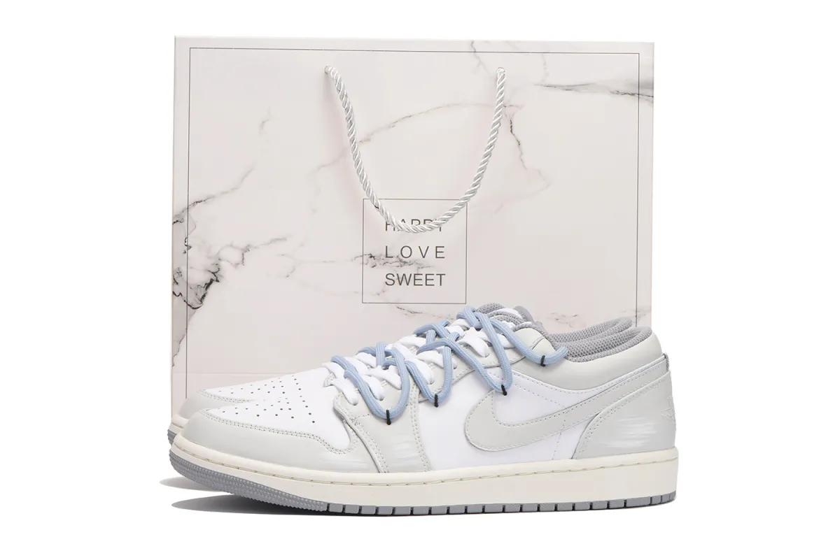 Jordan Air Jordan 1 Slip Resistant Coverage Low top Vintage Basketball Shoes Men's Gray White