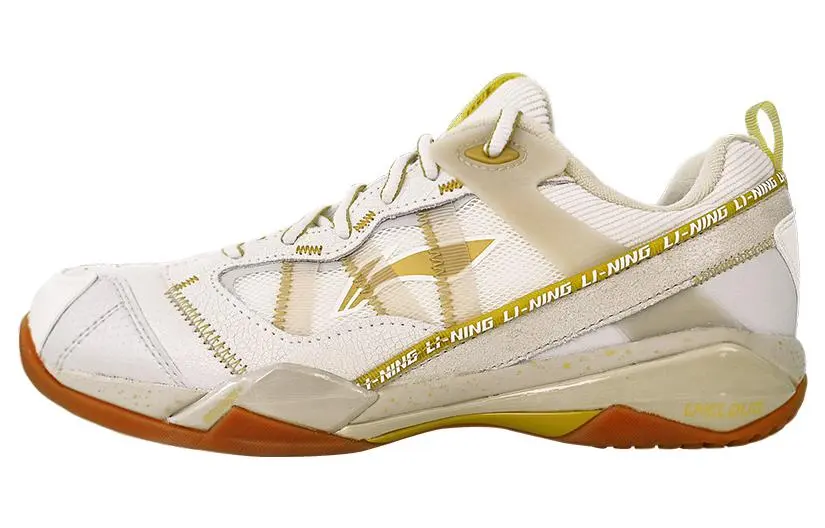 Li Ning Invincible No. ACE Cushioning Slip Resistant Low top Badminton Shoes Men's White Gold