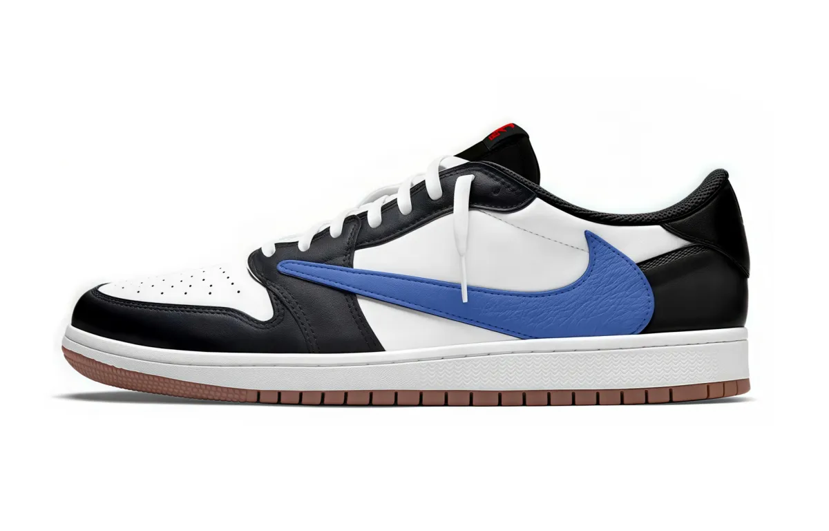 Travis Scott x Jordan Air Jordan 1 Low top Vintage Basketball Shoes Unisex Blue White Black