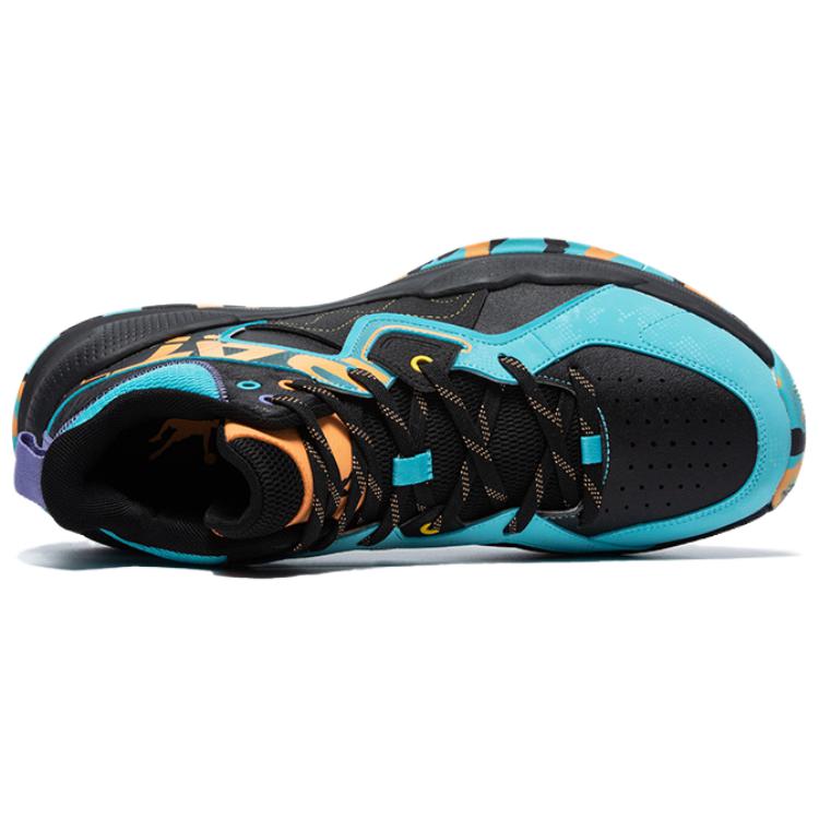 QIAODAN High top Basketball Shoes Men’s Black Blue Orange