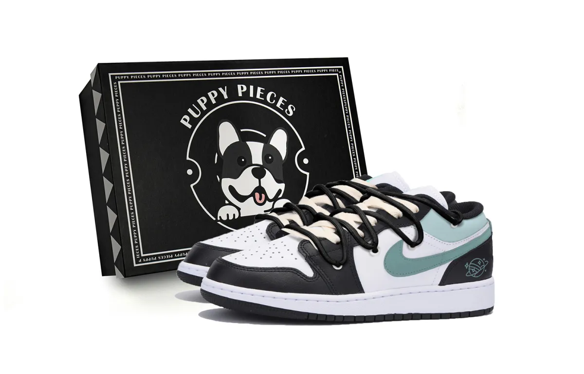 Jordan Air Jordan 1 Abrasion Resistant Low top Vintage Basketball Shoes Men's Black White Green