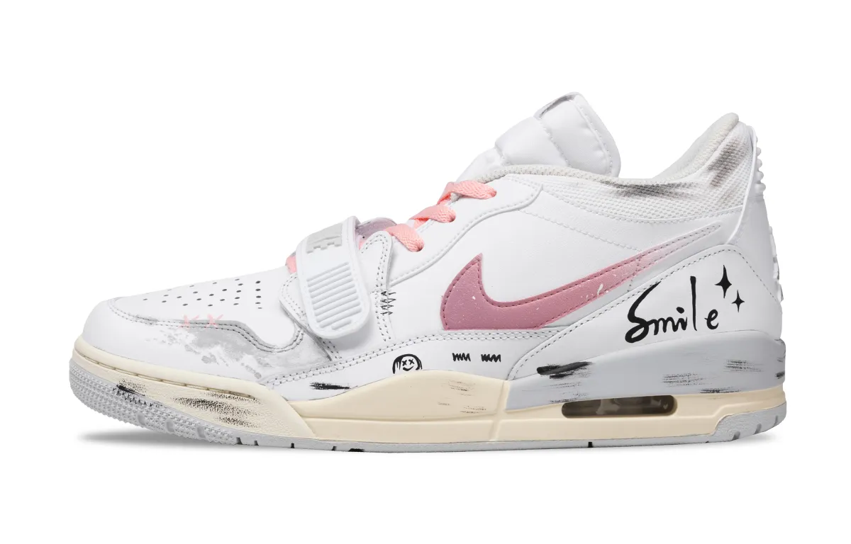 Jordan Legacy 312 SMILE Slip Resistant Abrasion Resistant Low top Vintage Basketball Shoes Men's White