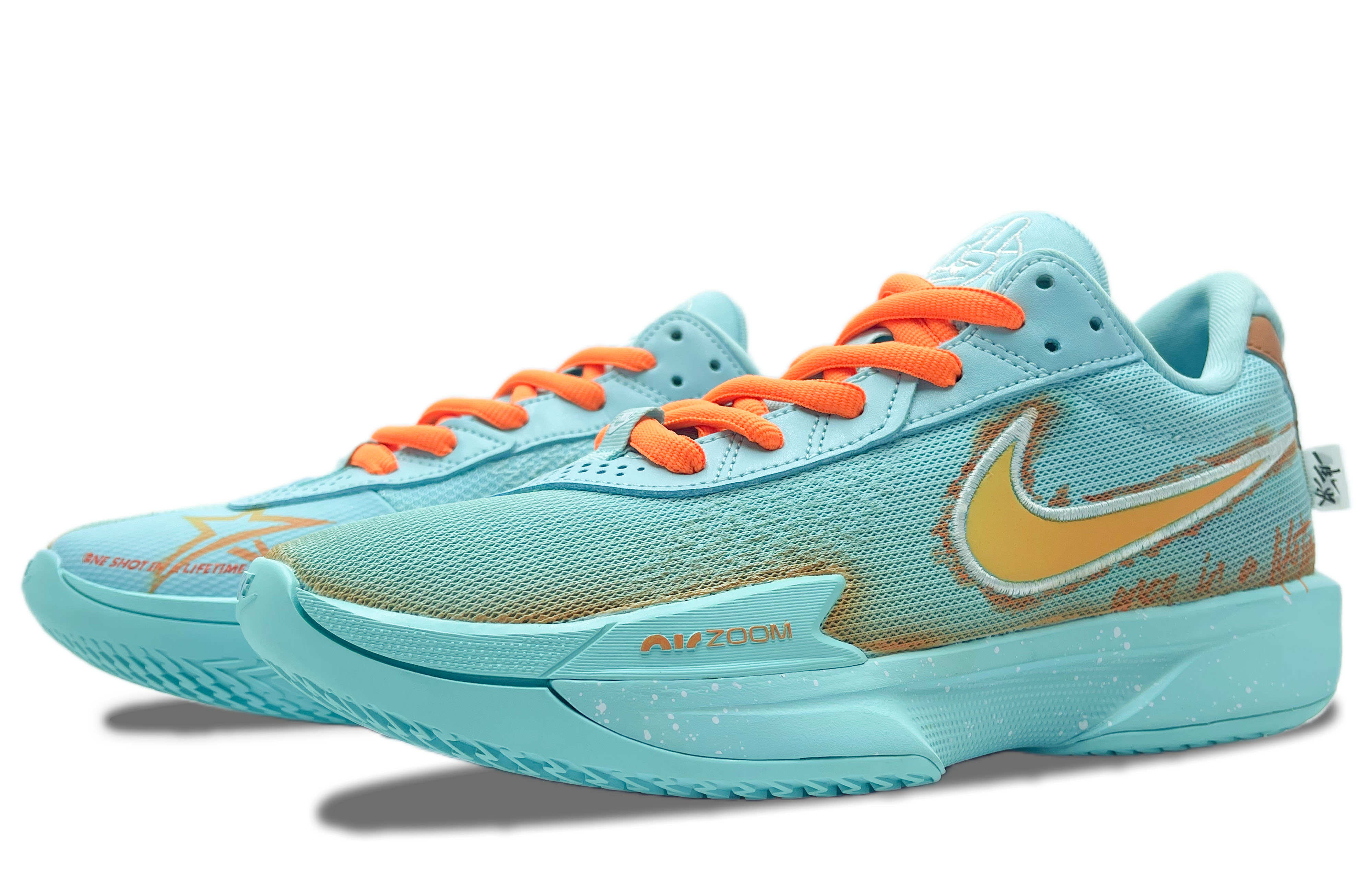 Nike Air Zoom G.T. Cut Academy Cushioning, Wear Resistant Low top Basketball Shoes Unisex Blue Orange