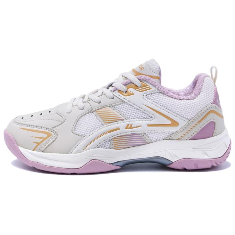 Warrior Cushioning Slip Resistant Cushioning Slip Resistant Low top Badminton Shoes Unisex Beige Purple Gold