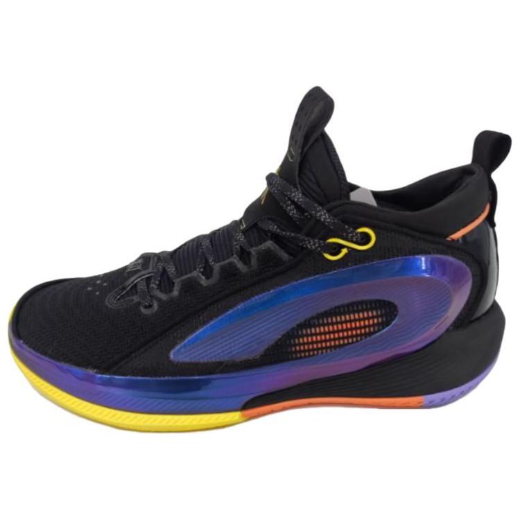 QIAODAN Cushioning Slip Resistant Abrasion Resistant Mid top Basketball Shoes Men’s Black Orange