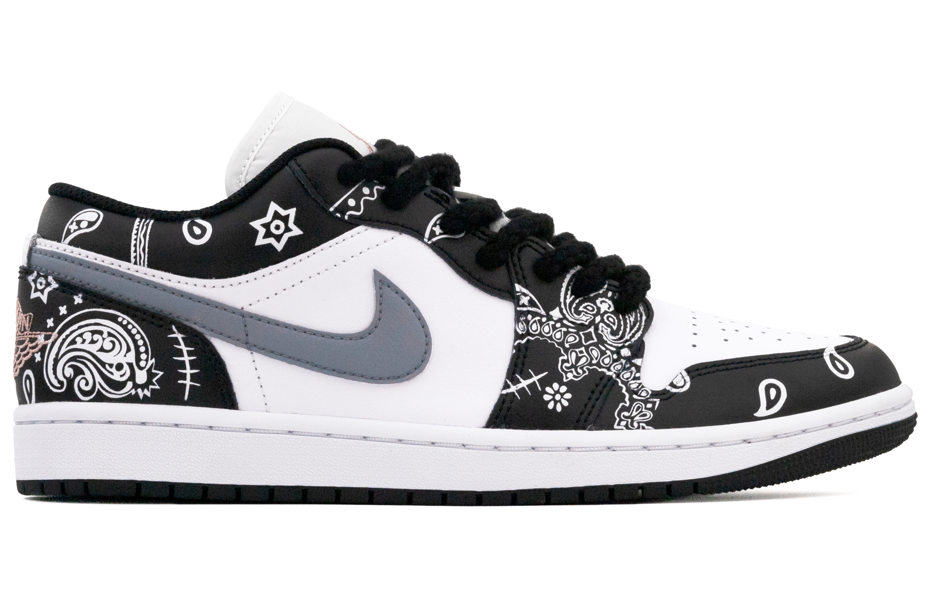 Jordan Air Jordan 1 Leather Low top Vintage Basketball Shoes Unisex Black