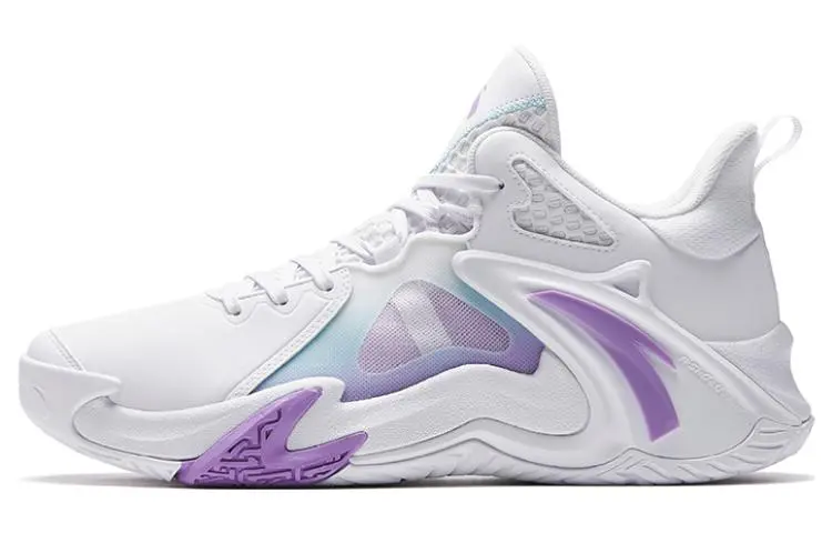 Anta Airspace 4 Fabric Slip Resistant Abrasion Resistant Low top Basketball Shoes Men's White Purple
