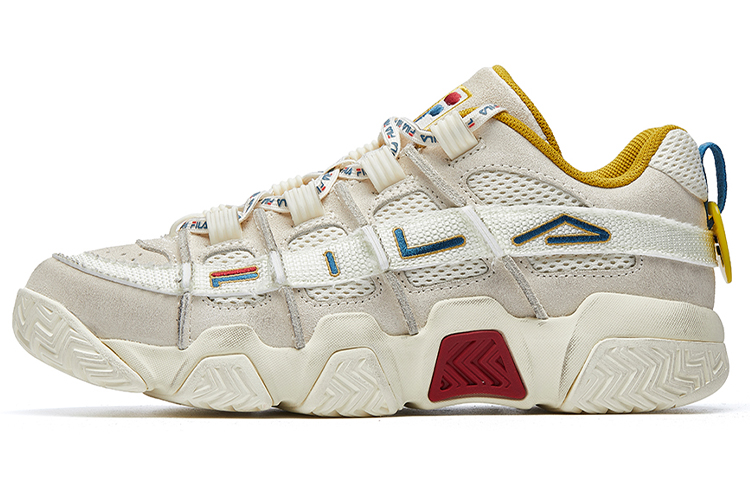 FILA FUSION BUSTER Puffy Shoes Mesh, Textile, Synthetic Leather Low top Vintage Basketball Shoes Men's White Yellow