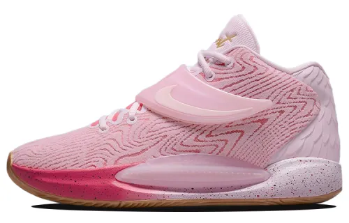 Nike KD 14 Aunt Pearl Durant 14 Angel Wings Breast Cancer Round Toe Lace Shock Absorbing Anti-Slip Wear-Resistant Wrapped Support Mid-top Practical Basketball Shoes Same Style for Men and Women Pink Foreign Version