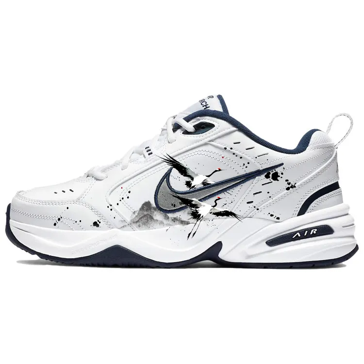 Nike Air Monarch 4 Slip Resistant Abrasion Resistant Low top Chunky Sneakers Unisex Blue White