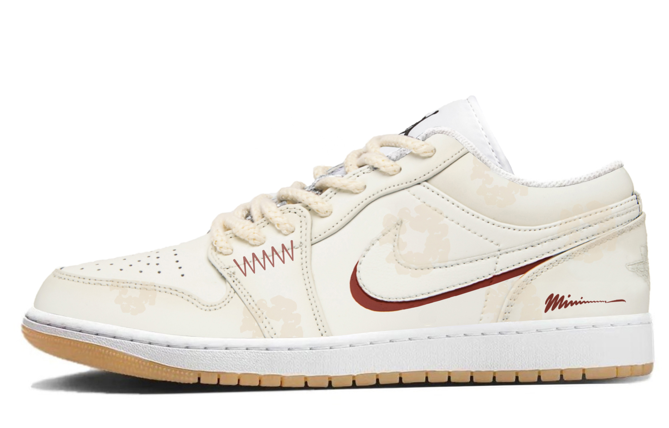 Jordan Air Jordan 1 Abrasion Resistant Abrasion Resistant Low top Vintage Basketball Shoes Unisex Ecru