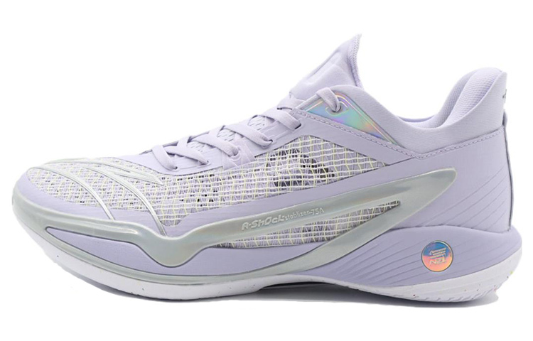 Anta Frivolous Series 4 Slip Resistant Cushioning Abrasion Resistant Low top Basketball Shoes Men's Purple Yellow White
