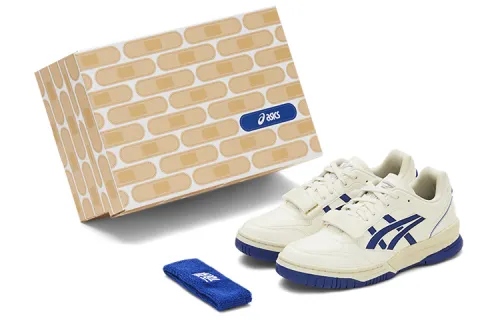 Asics Gel-Spotlyte Low V2 Trendy Casual Hot-blooded Youth Suit Low-top Retro Basketball Shoes Same Style for Men and Women White and Blue