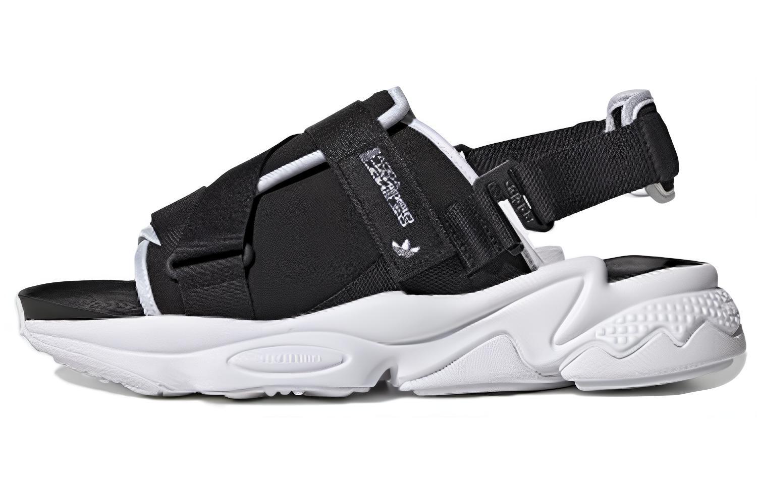 Adidas originals Ozweego series Sandal Velcro casual beach sandals for men and women, black and white