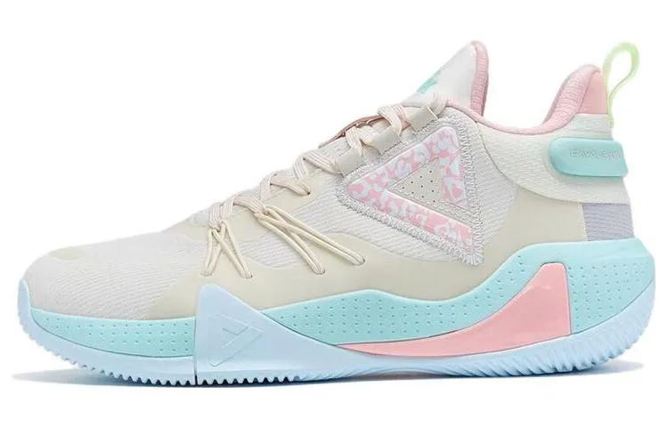 PEAK Cavalry Cushioning, Wear Resistant Low top Performance Basketball Shoes Men's White Cyan Pink