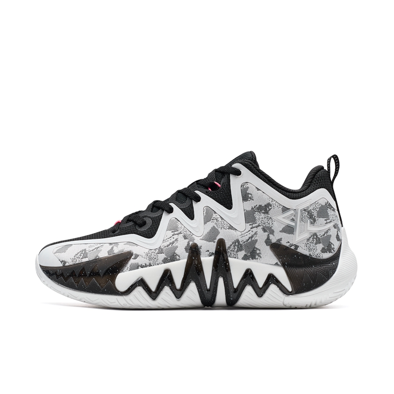 XTEP Cushioning Abrasion Resistant Cushioning, Wear Resistant Low top Basketball Shoes Men’s Black/Classic White
