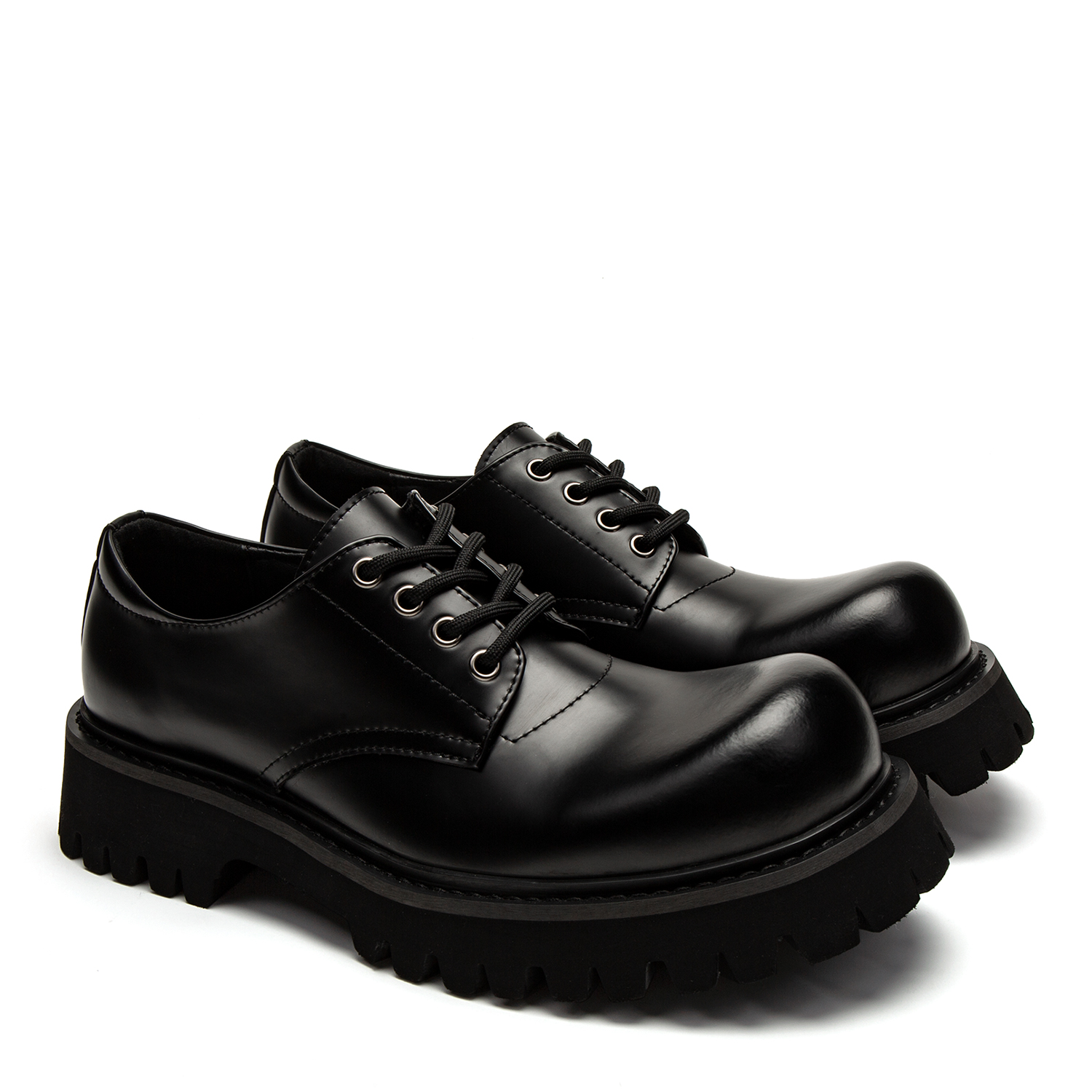 Youthloser Shiny Derby Casual Shoes Unisex Bright Black