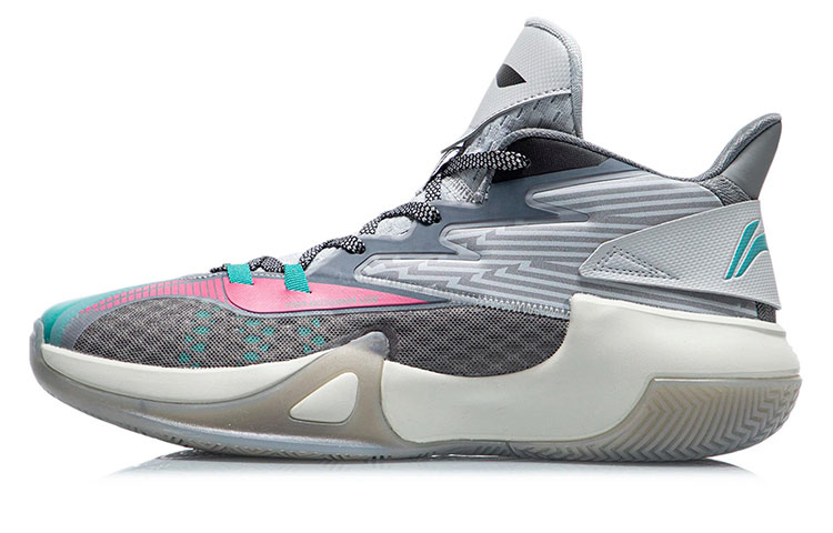 Li Ning Swift Wind Cushioning Slip Resistant Mid top Basketball Shoes Men’s Shark Gray
