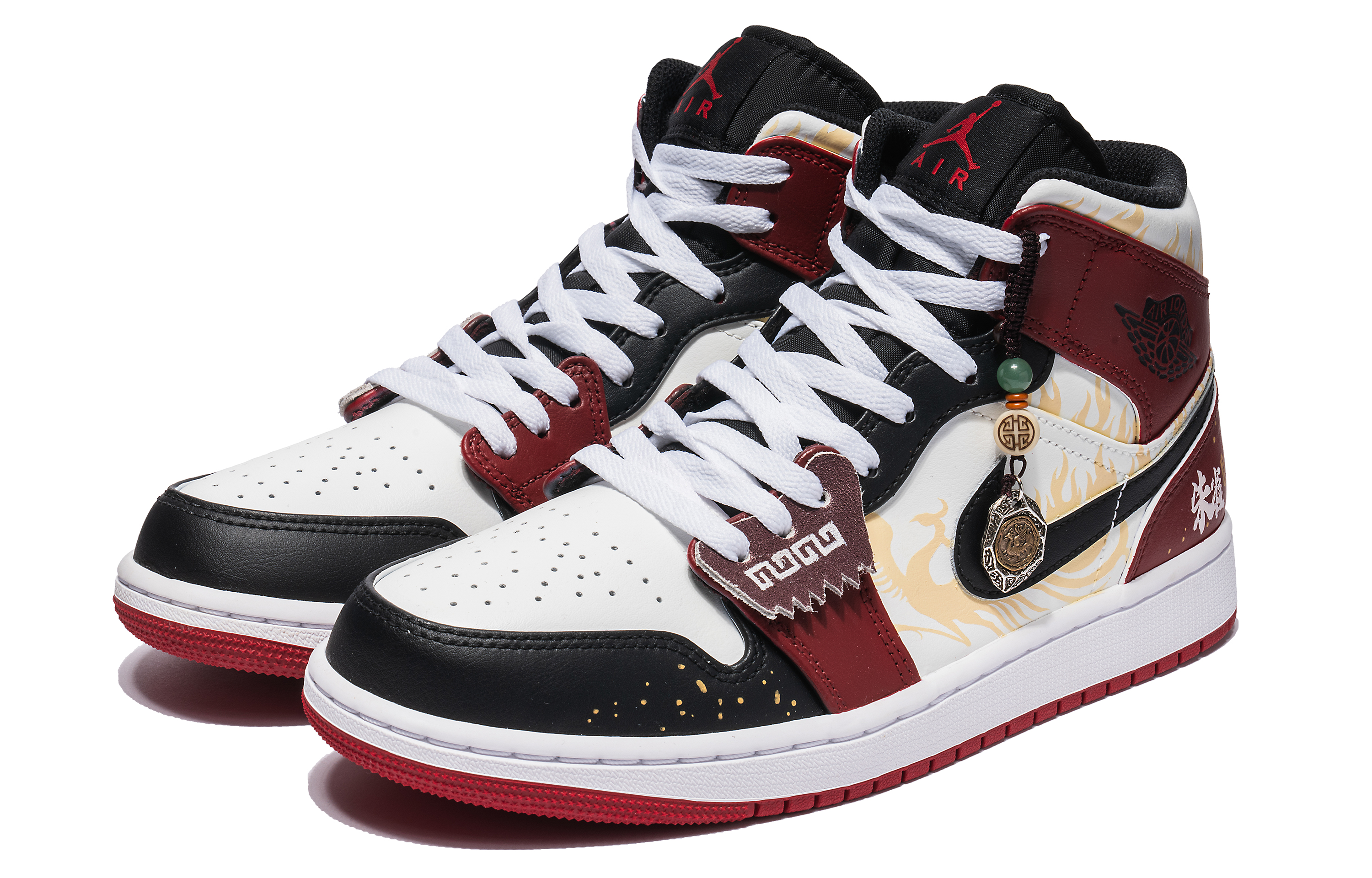 Jordan Air Jordan 1 Mid top Vintage Basketball Shoes Men’s Black Red