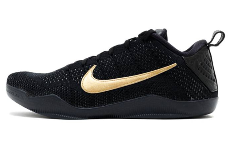 Nike Kobe 11 OG model Elite low Black Mamba Collection Fade to Black Kobe low-top practical basketball shoes men's black gold
