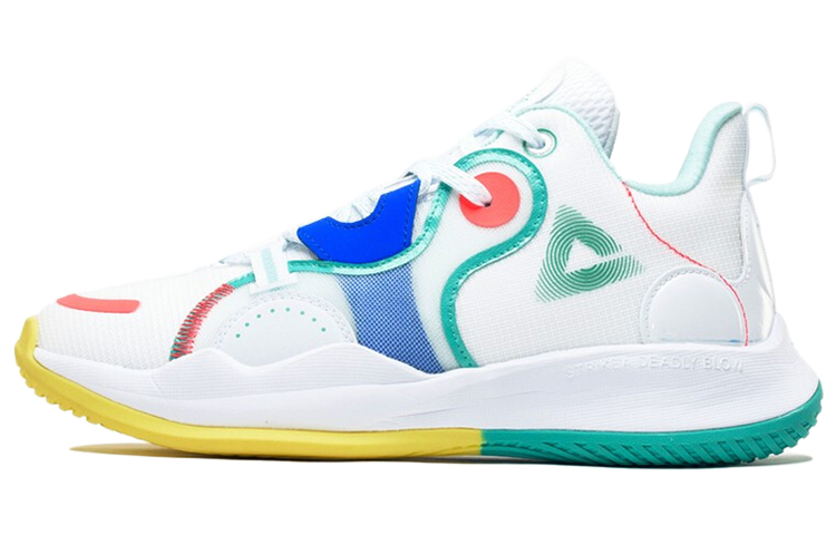 PEAK Cavalry 2 Basketball Shoes Men’s Low Top White Large/Emerald Green/Yellow/Blue