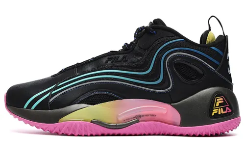 FILA FUSION BALLER Textile, Synthetic Leather Low top Vintage Basketball Shoes Men's Black Purple
