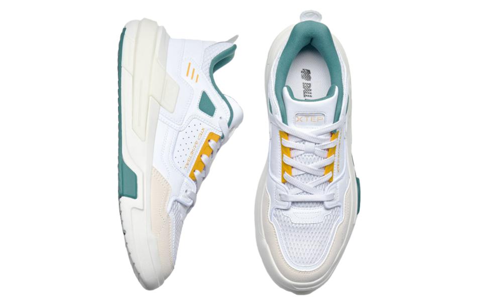 XTEP Domination Slip Resistant Abrasion Resistant Low top Basketball Shoes Men’s White Yellow Green