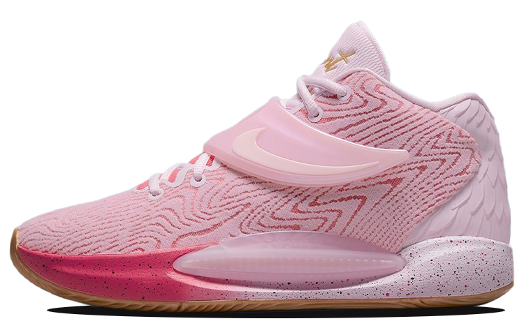 Nike KD 14 EP \"Aunt Pearl\" Durant 14 Angel Wings Breast Cancer Color Match Round Head Lace Middle Gang Practical Basketball Shoes Men and Women Pink Domestic Version