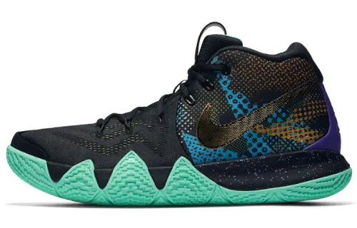 Nike Kyrie 4 Mamba Mentality Irving 4 The Road to Master Fabric TPU Shock Absorbing, Anti-slip and Wear Resistant, Middle Top Basketball Shoes Men's Black and Blue Domestic Version