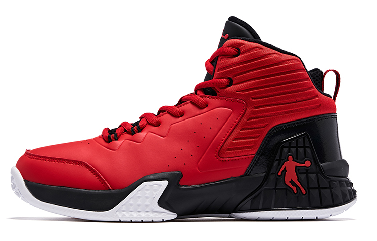 QIAODAN Grinding 1 Basketball Shoes Men's High Top Red Black