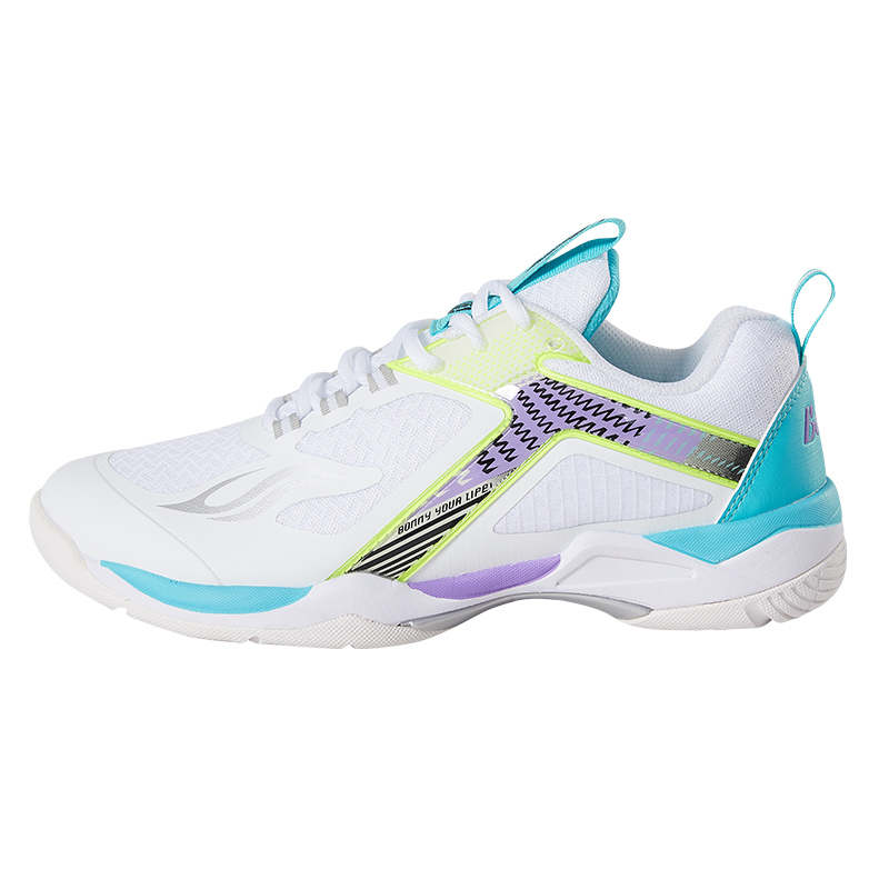 BONNY Cushioning Slip Resistant Abrasion Resistant Low top Badminton Shoes Unisex White