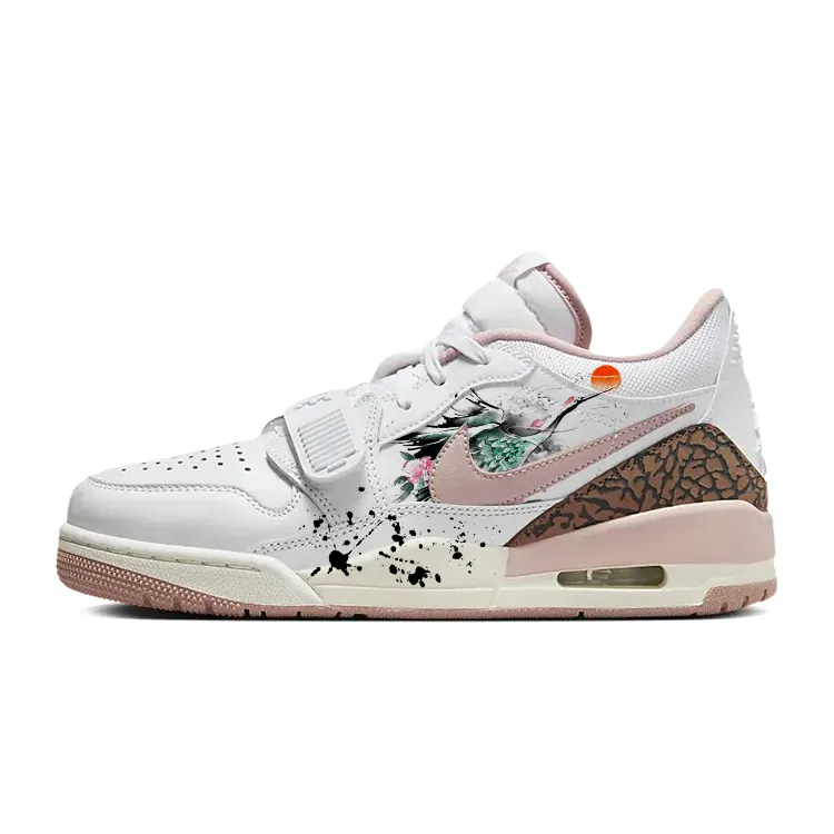 Jordan Legacy 312 Slip Resistant Abrasion Resistant Low top Vintage Basketball Shoes Women's White Pink