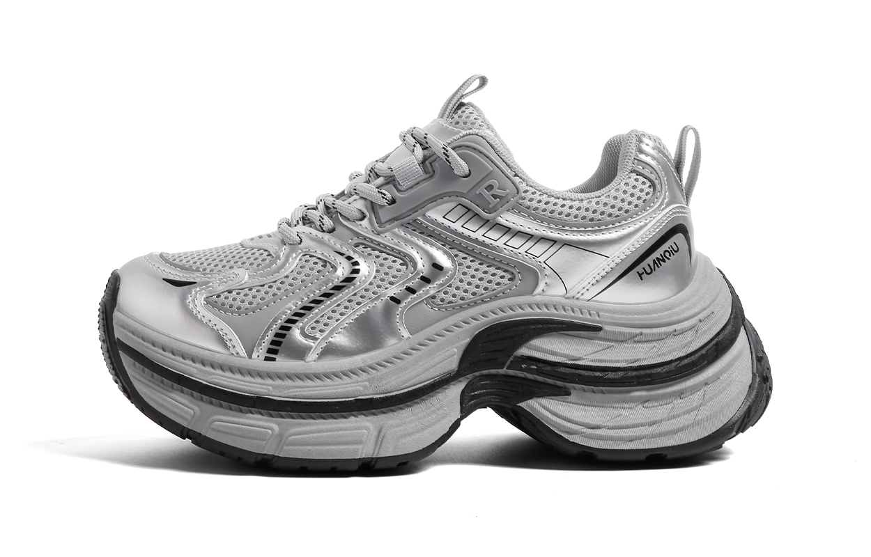 Global HUANQIU double bottom, comfortable and versatile, heightening sports and leisure, non-slip, wear-resistant, breathable and lightweight, low-top dad shoes, women's style