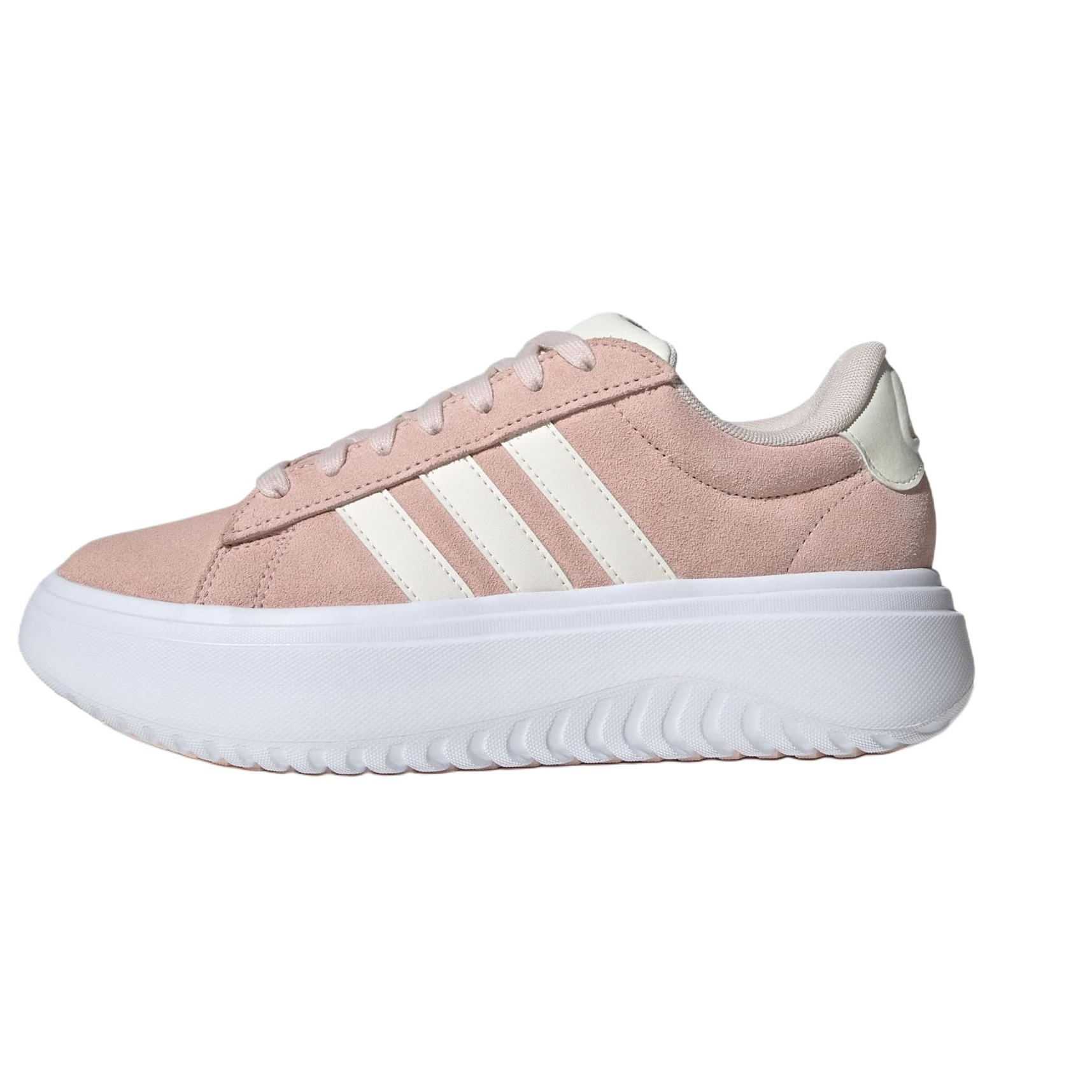 Adidas GRAND COURT Slip Resistant Abrasion Resistant Low top Tennis Shoes Women's Pink White