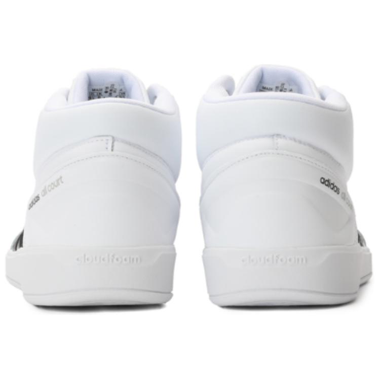 Adidas Cloudfoam All Court Slip Resistant Abrasion Resistant Mid top Tennis Shoes Unisex White