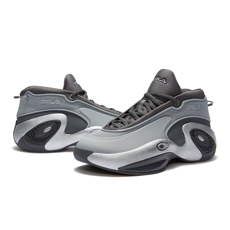 FILA FUSION Abrasion Resistant Mid top Vintage Basketball Shoes Men’s Castle Gray