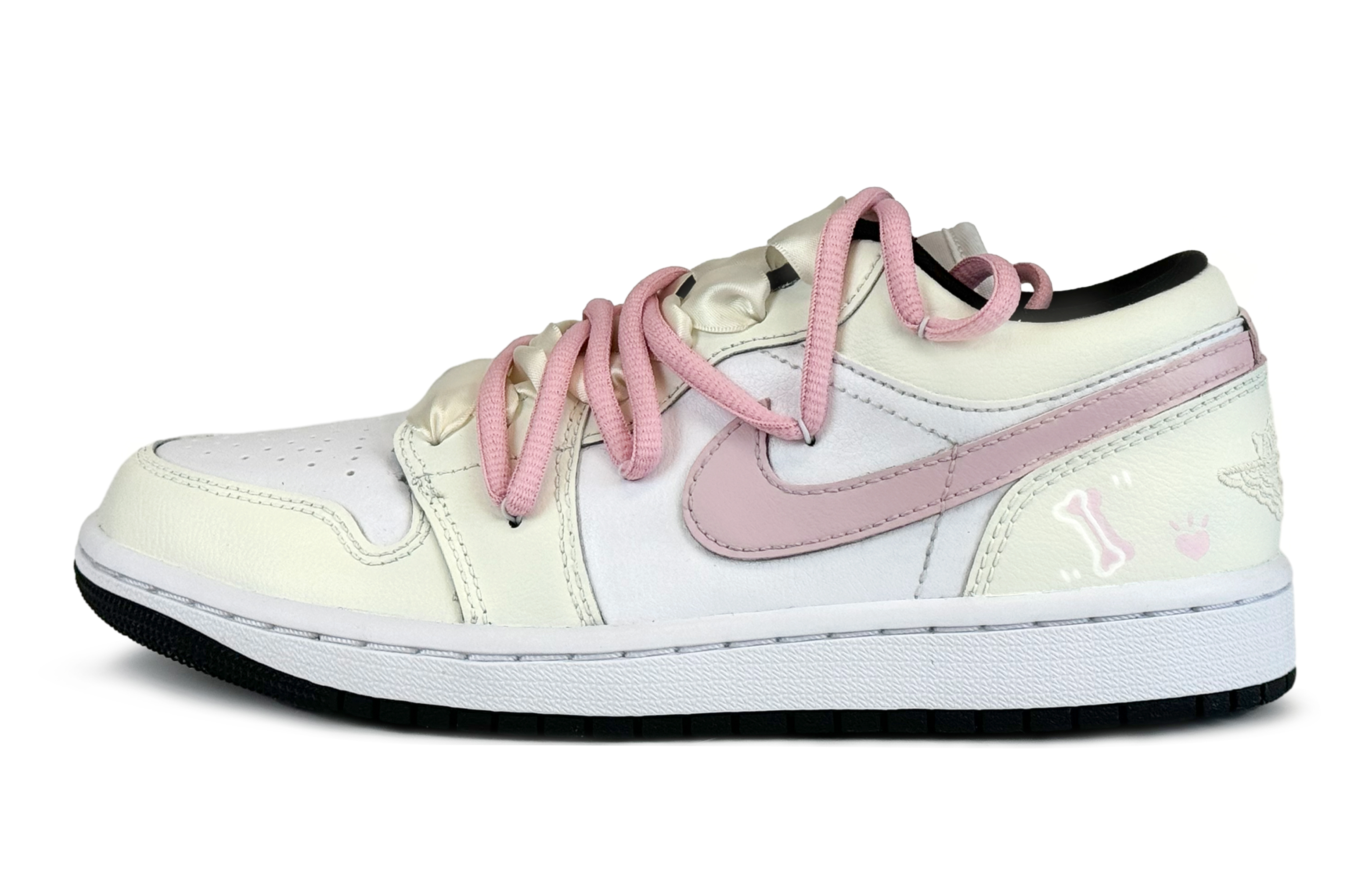 Jordan Air Jordan 1 Heart Bone Low top Vintage Basketball Shoes Women's Beige Pink