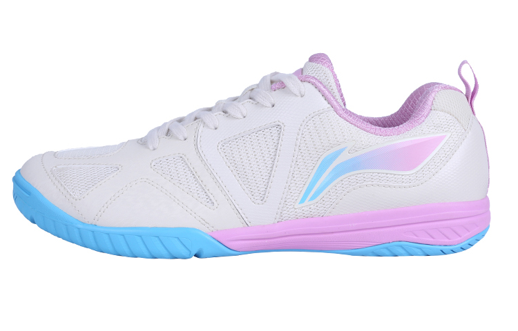 Li Ning Sports Cushioning Slip Resistant Abrasion Resistant Low top Table Tennis Shoes Unisex White Blue
