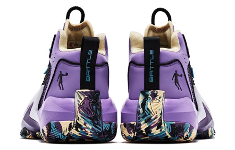 QIAODAN Slip Resistant Abrasion Resistant High top Basketball Shoes Men’s Black Purple